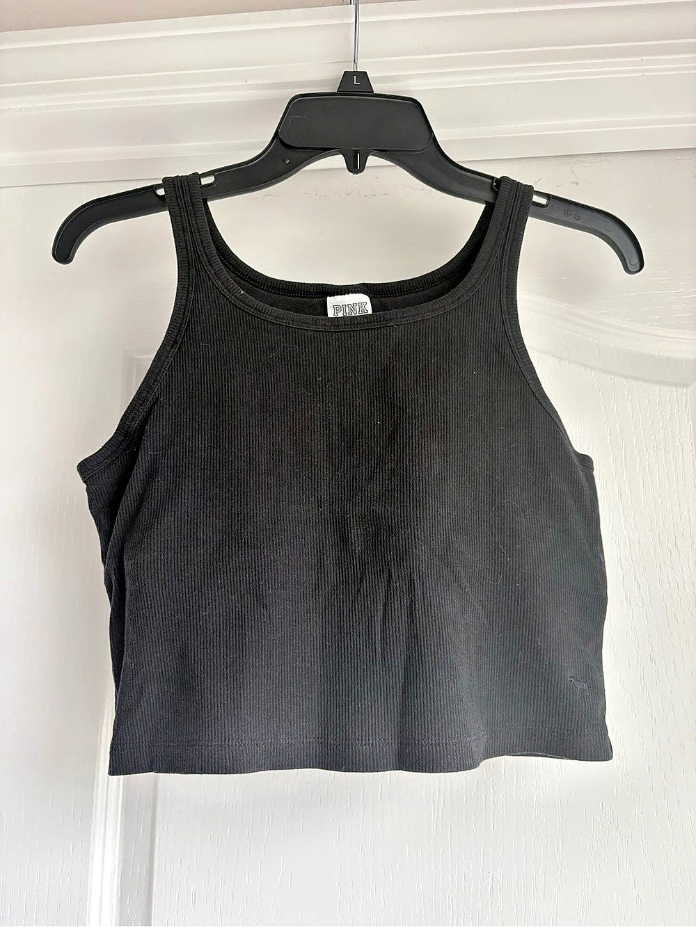 Victoria's Secret PINK Ribbed Tank Top in Black Size Large